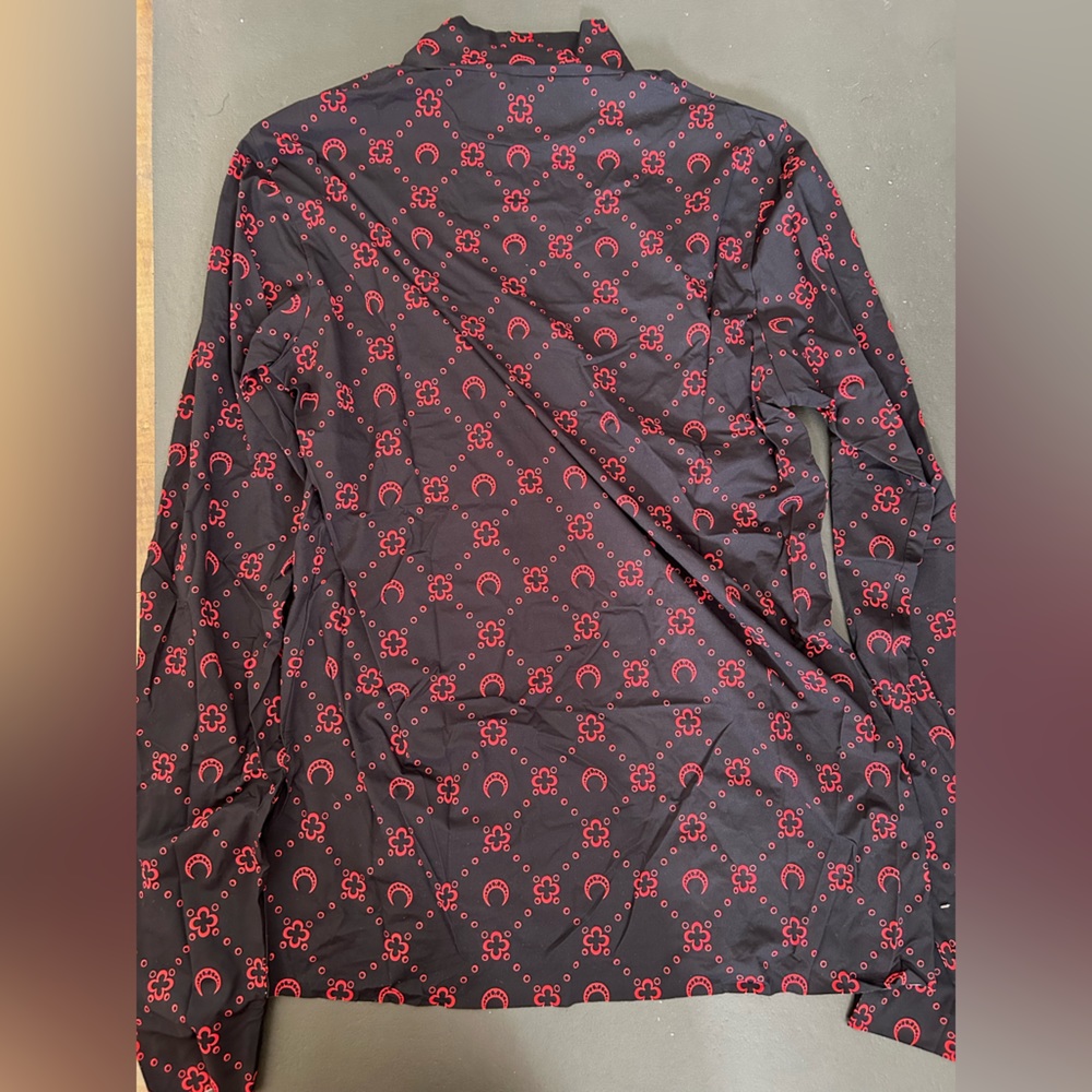 Marine Serre - men’s long sleeve turtleneck - black/ red moon monogram